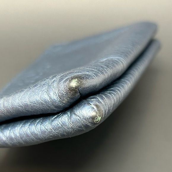 Coach Blue Metallixc Double Pocket Zip Wristlet - Picture 6 of 14